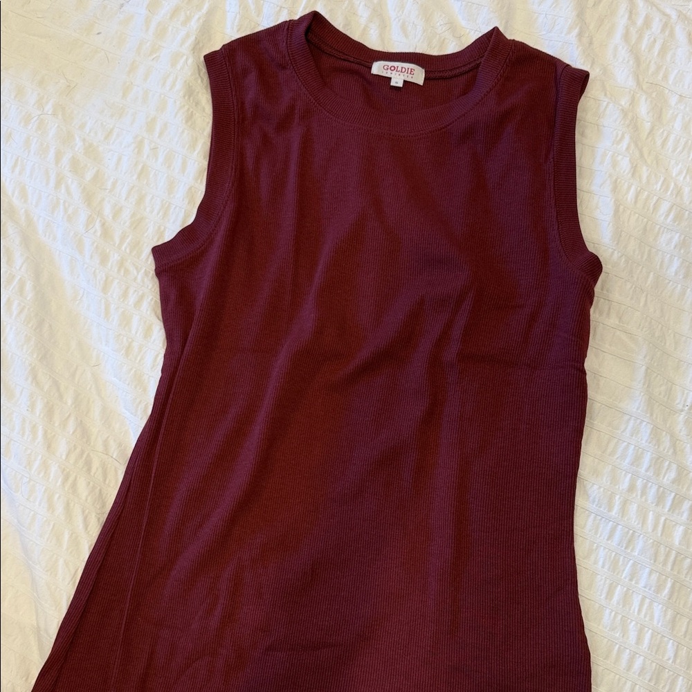Goldie Ribbed Sleeveless Tank - Burgundy